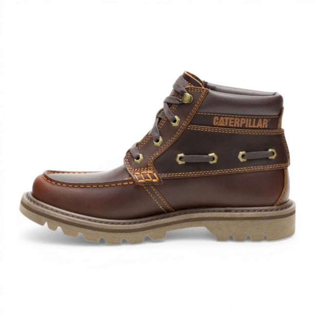 CAT (Caterpillar) Mens Tan Brown Leather Hiking Ankle Boots - Colorado Boat-Mid