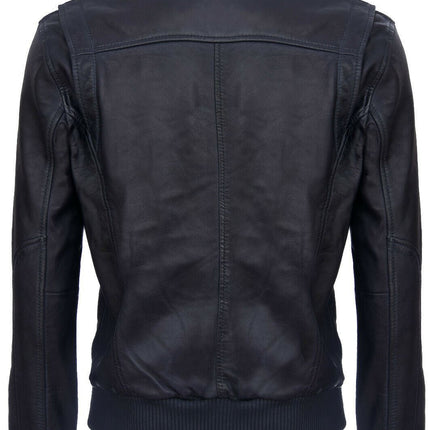 Mens Leather Varsity Bomber Jacket-Adana