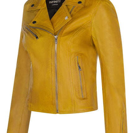 Womens Leather Classic Biker Brando Jacket-Baku