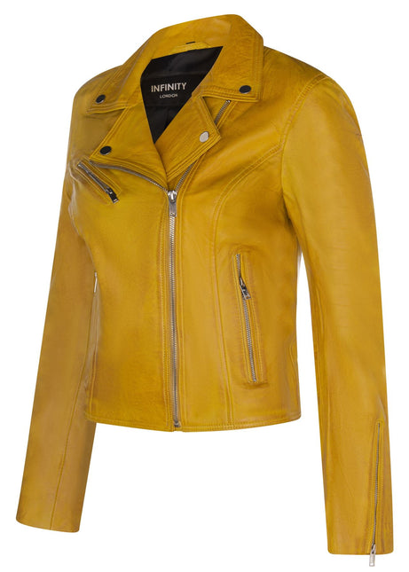 Womens Leather Classic Biker Brando Jacket-Baku