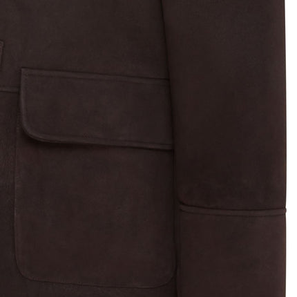 Men's Classic Brown Real Sheepskin Shearling Suede Leather Coat Jacket