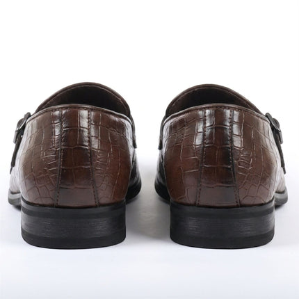 Men's Brown Vegan Leather Double Monk Strap Loafer Shoes