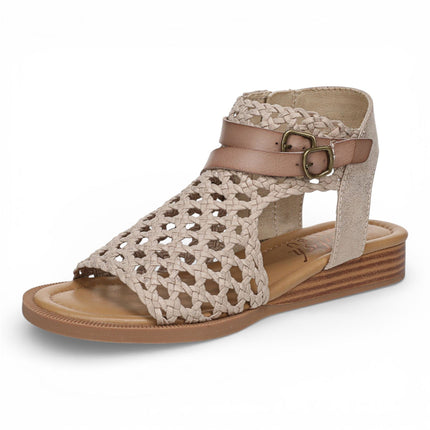 Blowfish Malibu Womens Golden Beige Weave Micro Wedge Sandals - Anuella