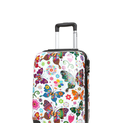 Hard Shell 4 Wheel Suitcase Print Luggage Cabin Travel Bag