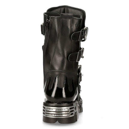 New Rock Black Spiked Mid-Calf Gothic Boots - 727-S1