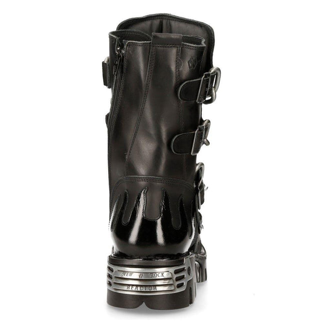 New Rock Black Spiked Mid-Calf Gothic Boots - 727-S1