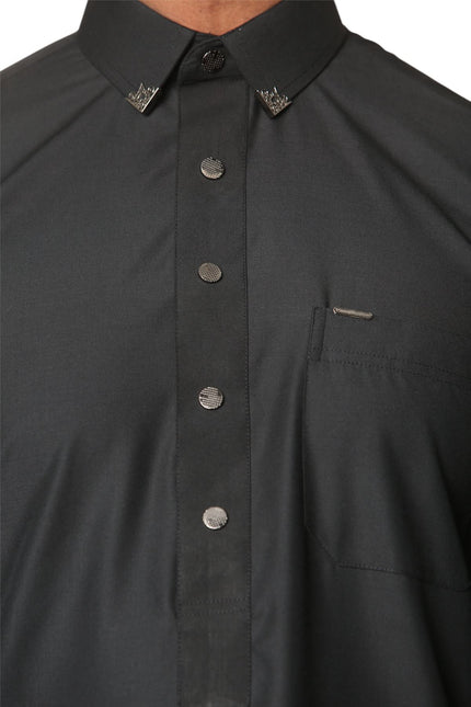 Men's Black Thobe Arab Saudi Emirati Islamic Clothing Jubba Robe
