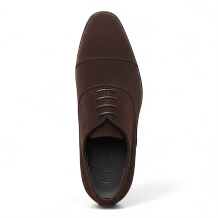 Men’s Brown Faux Suede Leather Lace-Up Derby Oxford Shoes