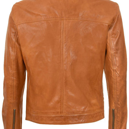 Men’s Classic Fitted Leather Biker Jacket-Austin