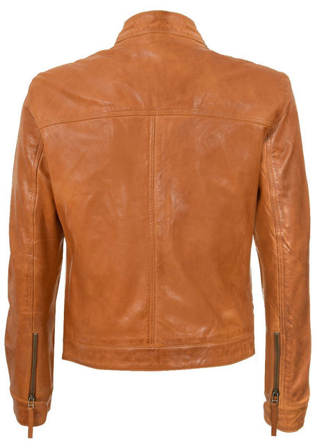 Men’s Classic Fitted Leather Biker Jacket-Austin