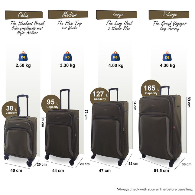 Soft Shell Suitcase Luggage Set Travel Light Carry On Cabin Bag