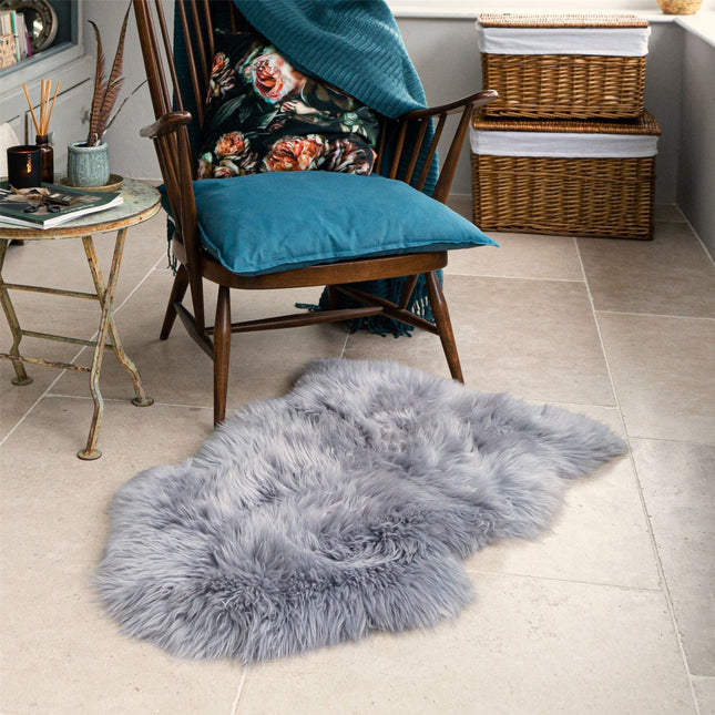 Genuine Grey Sheepskin Natural Silky Soft Fluffy Real Wool Rug