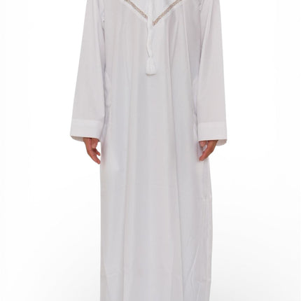Kids Boys Eid White Moroccan Thobe Robe Djellaba Ramadan Eid Jubba- K-HM10
