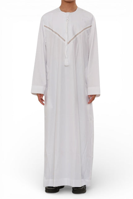 Kids Boys Eid White Moroccan Thobe Robe Djellaba Ramadan Eid Jubba- K-HM10
