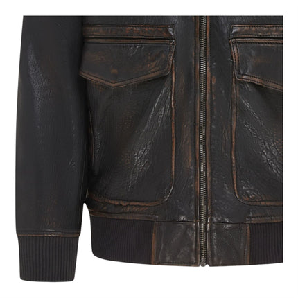 Men's Leather Bomber Sheepskin Collar G-1 Aviator Jacket - Linear