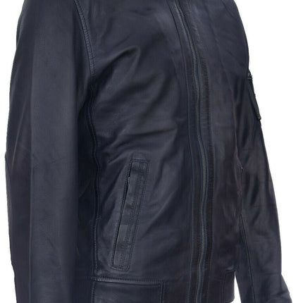 Mens Leather Varsity Bomber Jacket-Adana