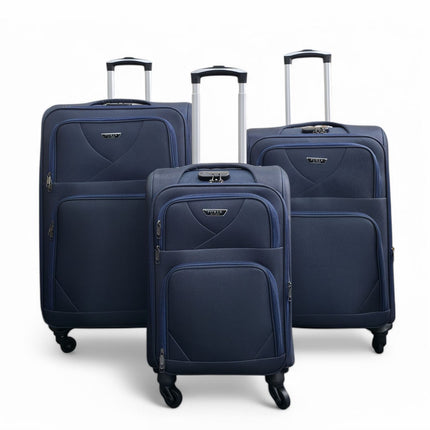 Soft Shell Lightweight Nylon Suitcase Set 4 Wheel Travel Case Holiday Bags
