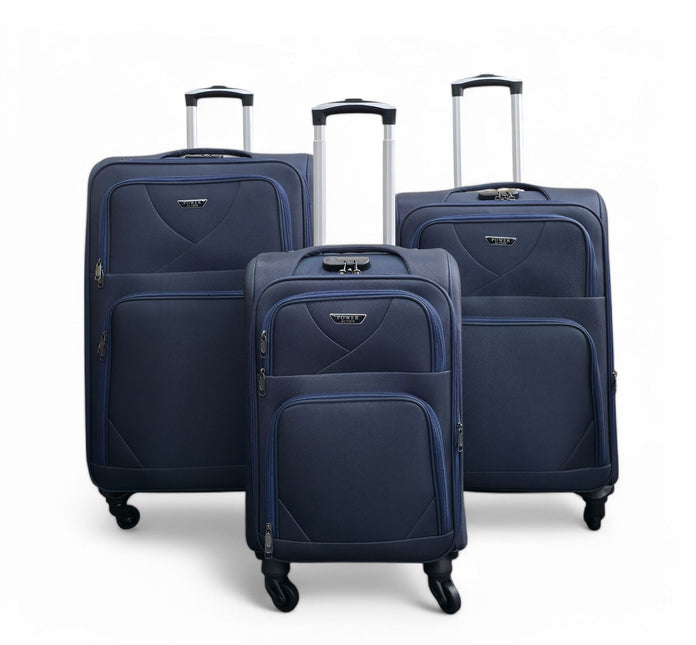 Soft Shell Lightweight Nylon Suitcase Set 4 Wheel Travel Case Holiday Bags