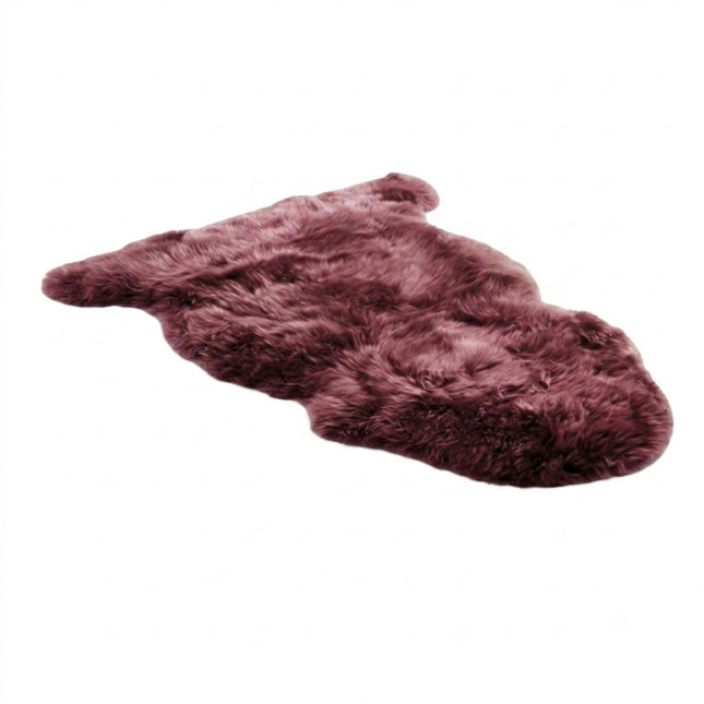 Genuine Burgundy Sheepskin Natural Silky Soft Fluffy Real Wool Rug