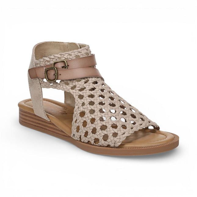 Blowfish Malibu Womens Golden Beige Weave Micro Wedge Sandals - Anuella