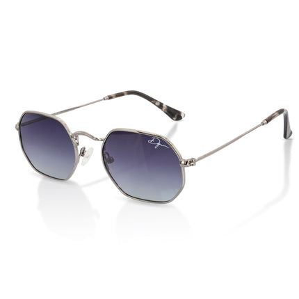 De-Gamme Silver Retro Rectangle Polarized Sunglasses - Napoli