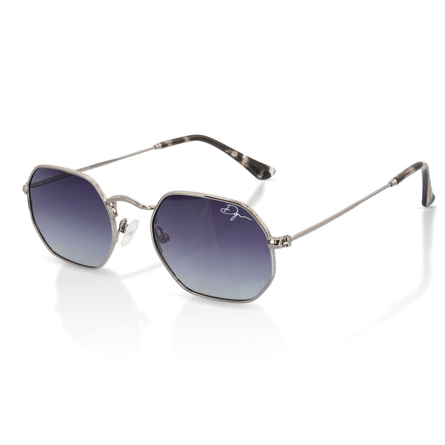 De-Gamme Silver Retro Rectangle Polarized Sunglasses - Napoli