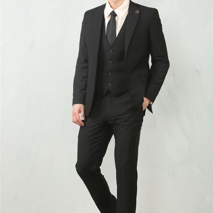 Men's Black 3 Piece Formal Classic Prom Suit Workwear