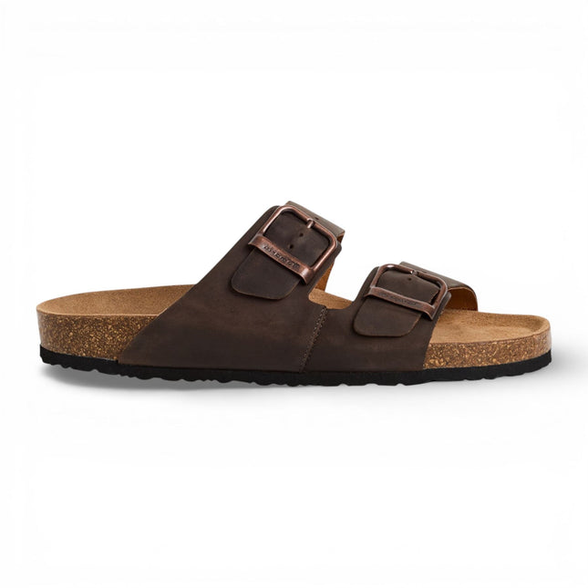 Tamaris Men's Brown Leather Slip-On Footbed Slipper Sandals