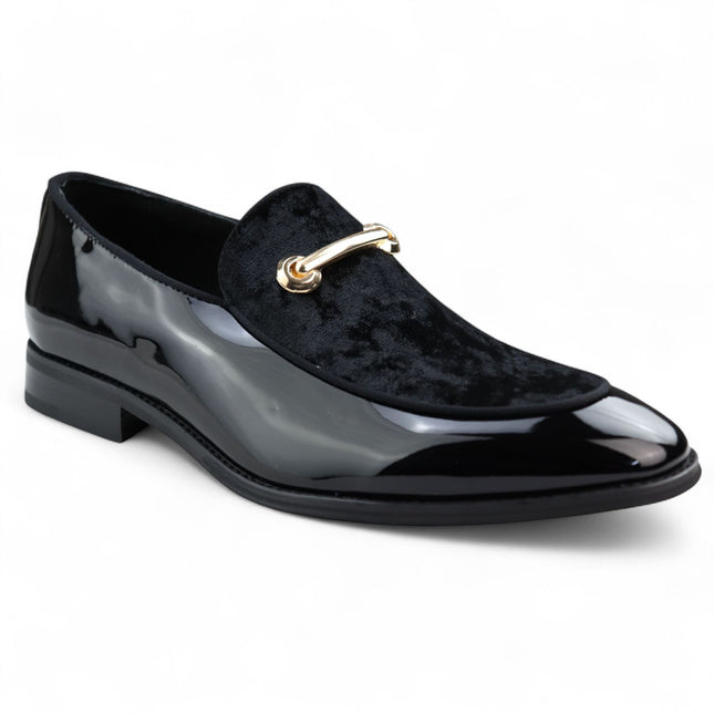 Men’s Smart Black Loafers Leather Lined Velvet Slip-On Shoes