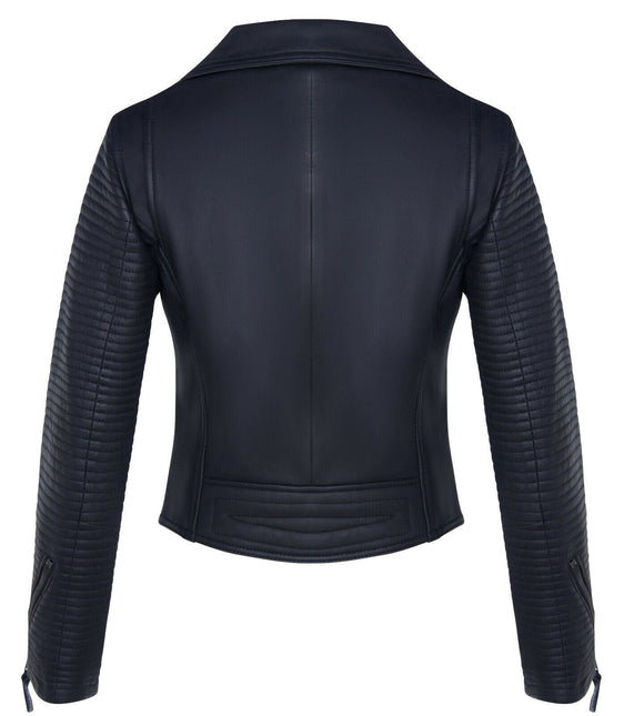 Womens Leather Matt Vintage Brando Biker Jacket-Taipei