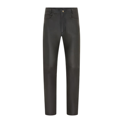 Mens Black Lamb Leather 501 Biker Jeans - Istanbul