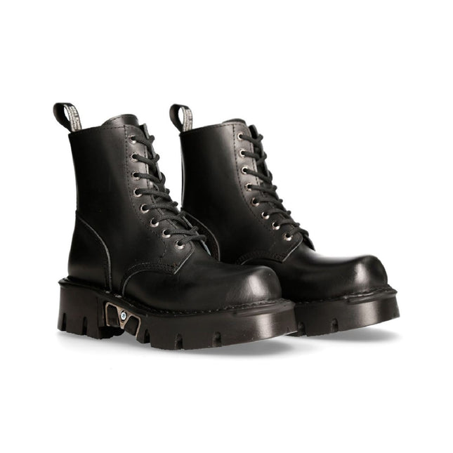 New Rock Unisex Black Gothic Military Biker Boots- Mili084N-S3