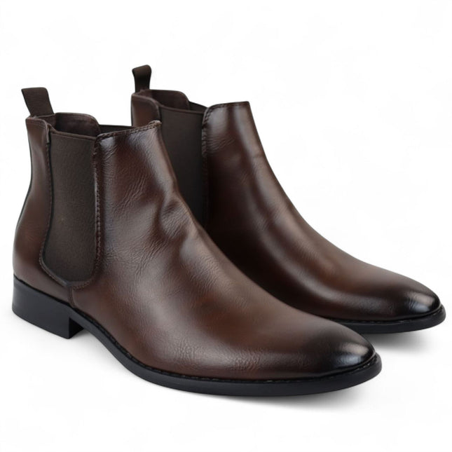 Men's Brown Chelsea Slip-On Office Ankle Boots