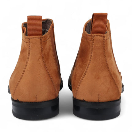 Men's Tan Suede Chelsea Boots Real Leather Lined Slip-On