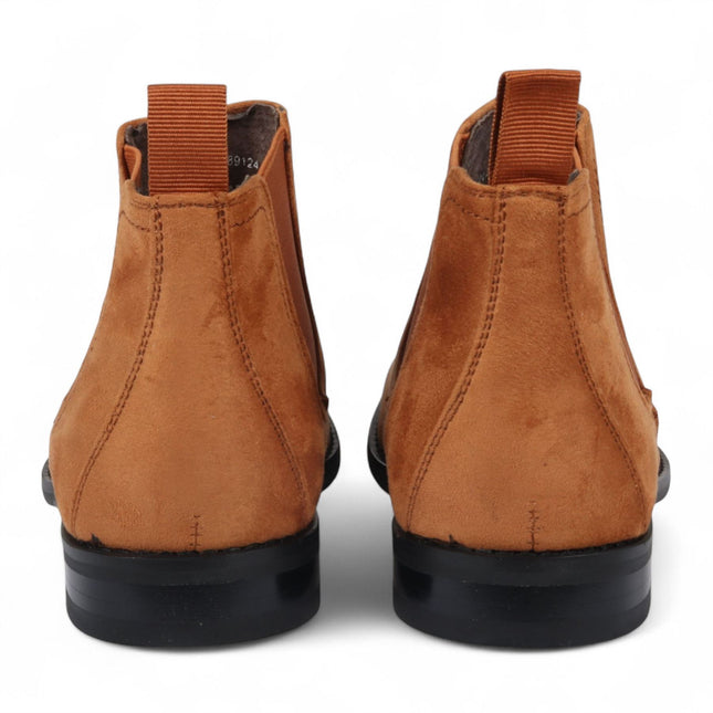 Men's Tan Suede Chelsea Boots Real Leather Lined Slip-On