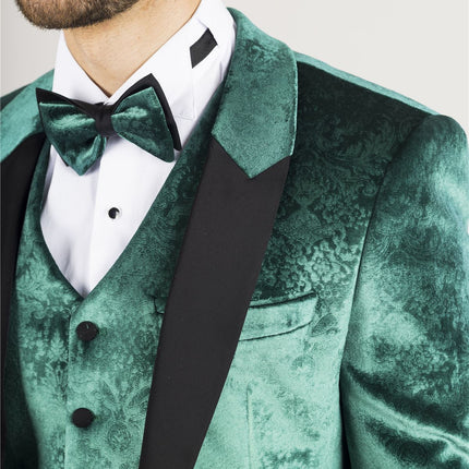 Men's Green 3 Piece Velvet Wedding Tuxedo Formal Suit