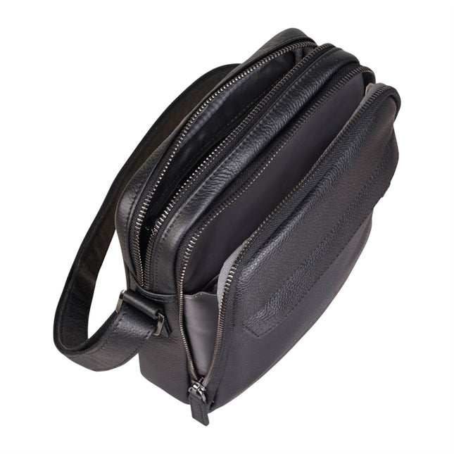 Genuine Leather Black Vintage Messenger Crossbody Travel Bag - Hawthrone