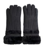 Infinity Leather Womens Black Sheepskin Suede Gloves with Roll Up/Down Cuff