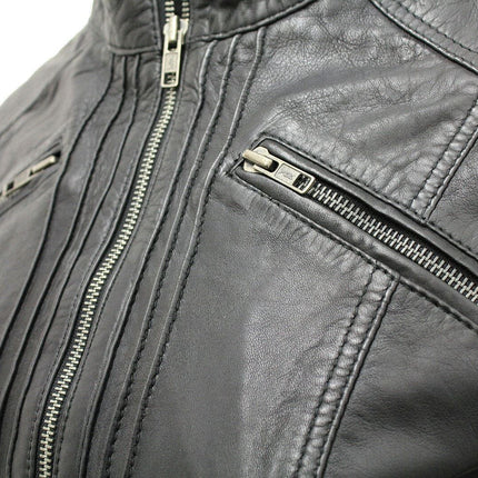 Womens Leather Biker Jacket-Konya