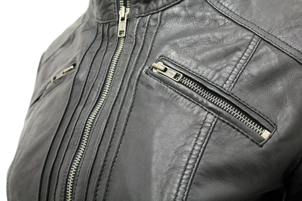 Womens Leather Biker Jacket-Konya