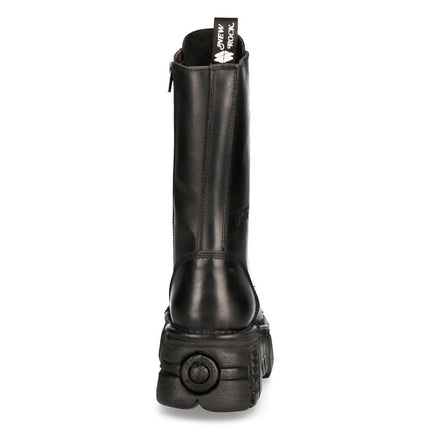 New Rock Unisex Metallic Black Techno Biker Boots - M-MILI211C-C1