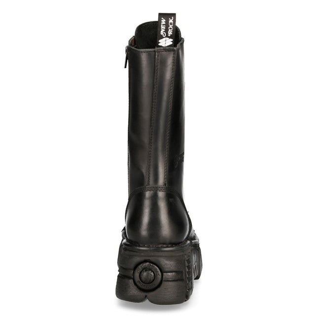 New Rock Unisex Metallic Black Techno Biker Boots - M-MILI211C-C1