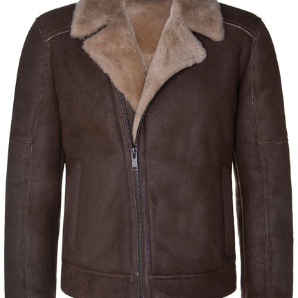 Mens Sheepskin Leather Biker Jacket-Bruma