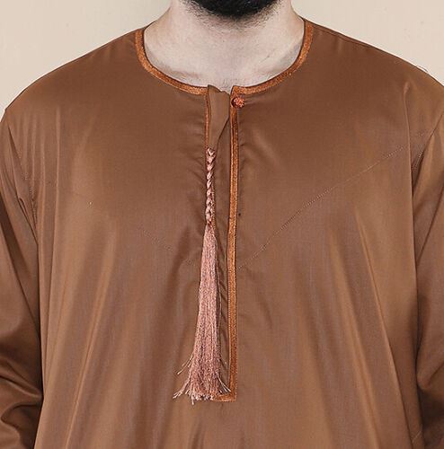Mens Brown Jubba Saudi Islamic Arab Eid Emirati Kaftan Jubbah Tassel Robe