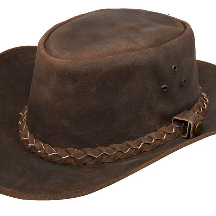 Australian Vintage Brown Western Style Cowboy Outback Real Suede Aussie Bush Hat
