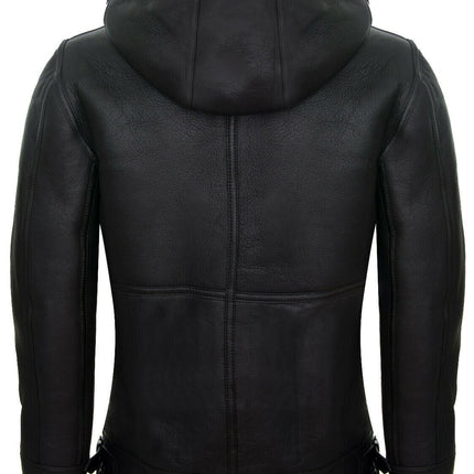 Mens Hooded Sheepskin Leather B3 Flying Jacket-Columbus