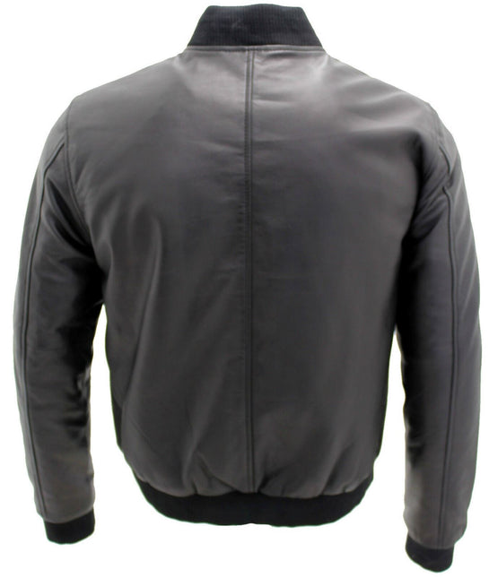 Mens Retro Varsity Leather Bomber Jacket-Pretoria