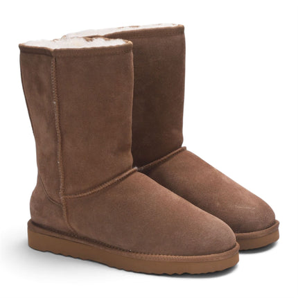 Men's Genuine Sheepskin Chestnut Suede Winter Ankle Boots - Denver