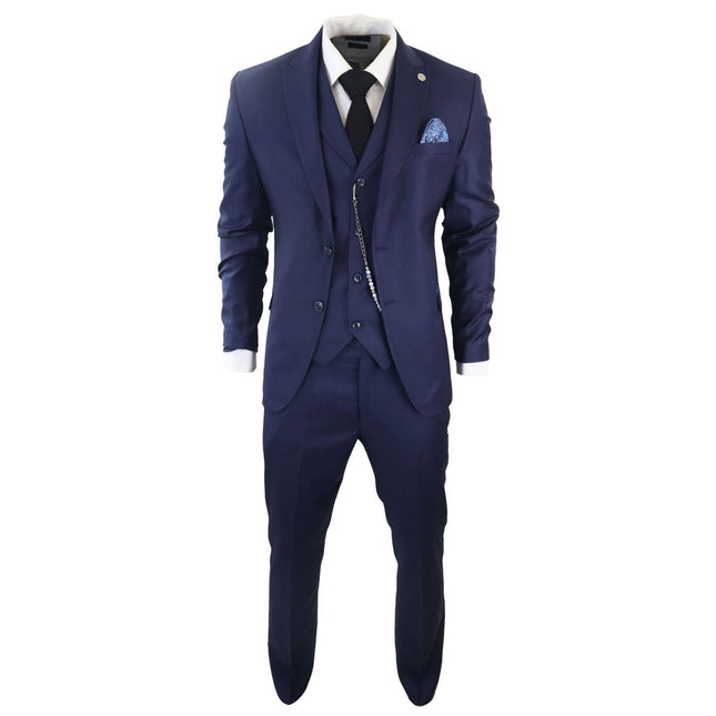 Men's Classic 3-Piece Plain Navy Suit