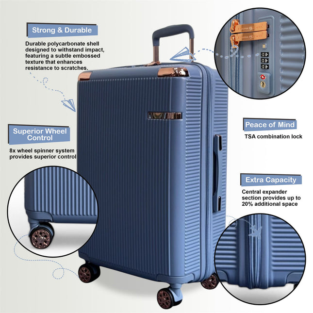 Expandable Hard Shell 8 Wheels Luggage Travel Cabin Suitcase Set